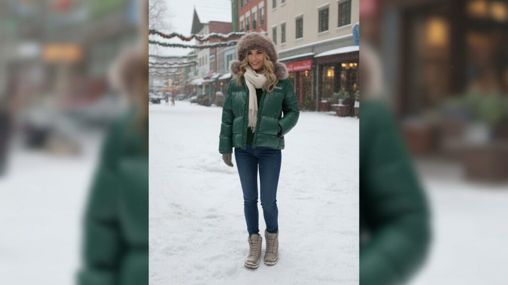 2) Alpine Puffer + Faux-Fur Beanie