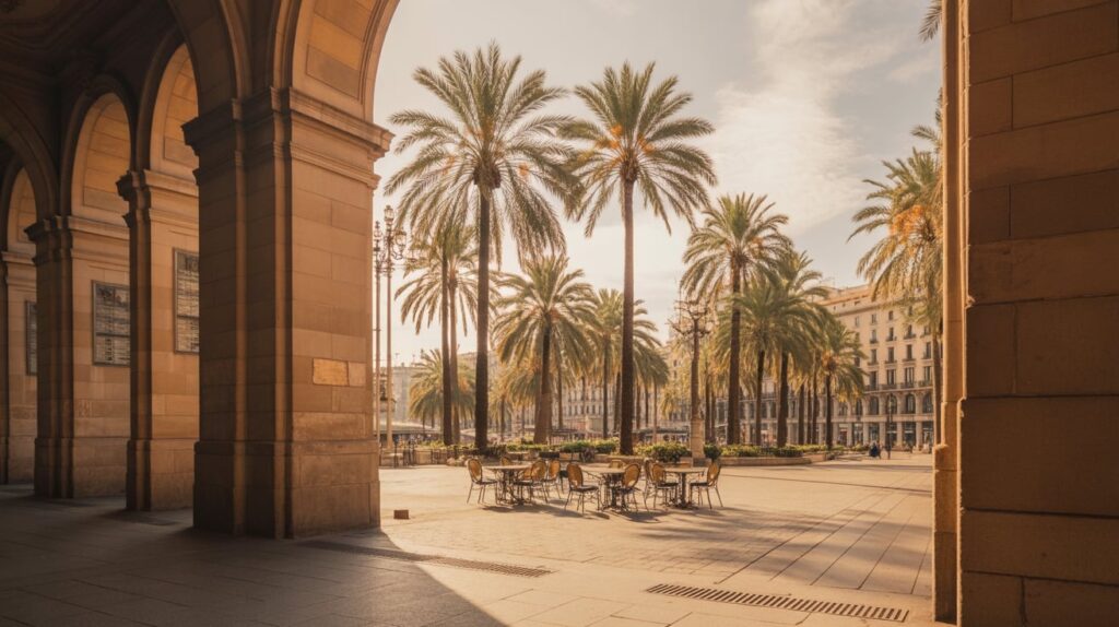 3) Plaça Reial (Palm Trees + Arches)