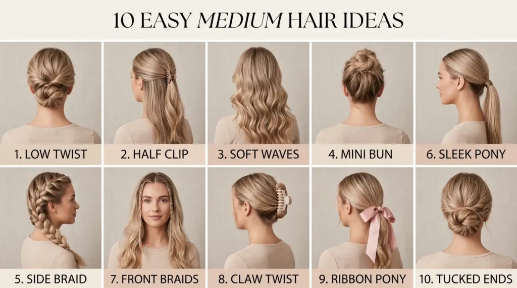 10 Easy Hairstyles For Medium Hair Ideas