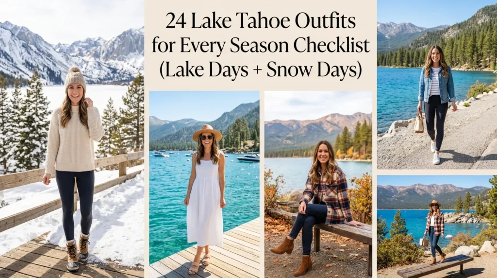 24 Lake Tahoe Outfits for Every Season Checklist (Lake Days + Snow Days) 24 Lake Tahoe Outfits for Every Season Checklist (Lake Days + Snow Days)