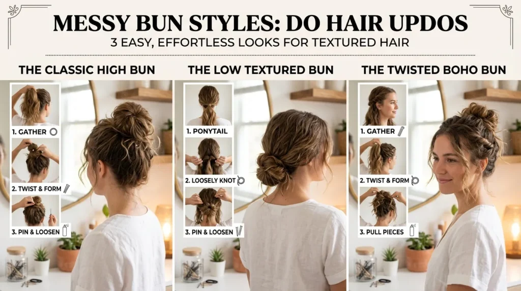 Top 10 Messy Bun Styles: Do Hair Updos Top 10 Messy Bun Styles: Do Hair Updos