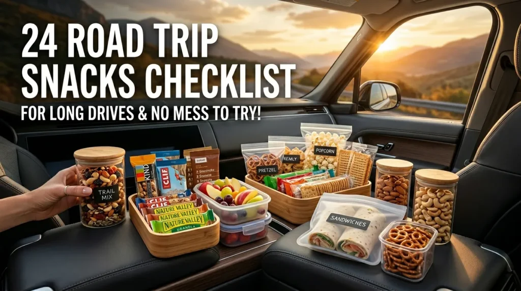24 Road Trip Snacks Checklist for Long Drives and No Mess to Try! 24 Road Trip Snacks Checklist for Long Drives and No Mess to Try!