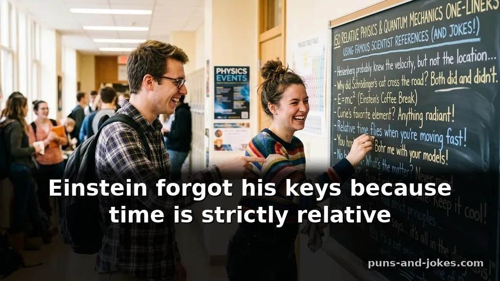 Relative Physics Puns & Quantum Mechanics One-Liners Using Famous Scientist References