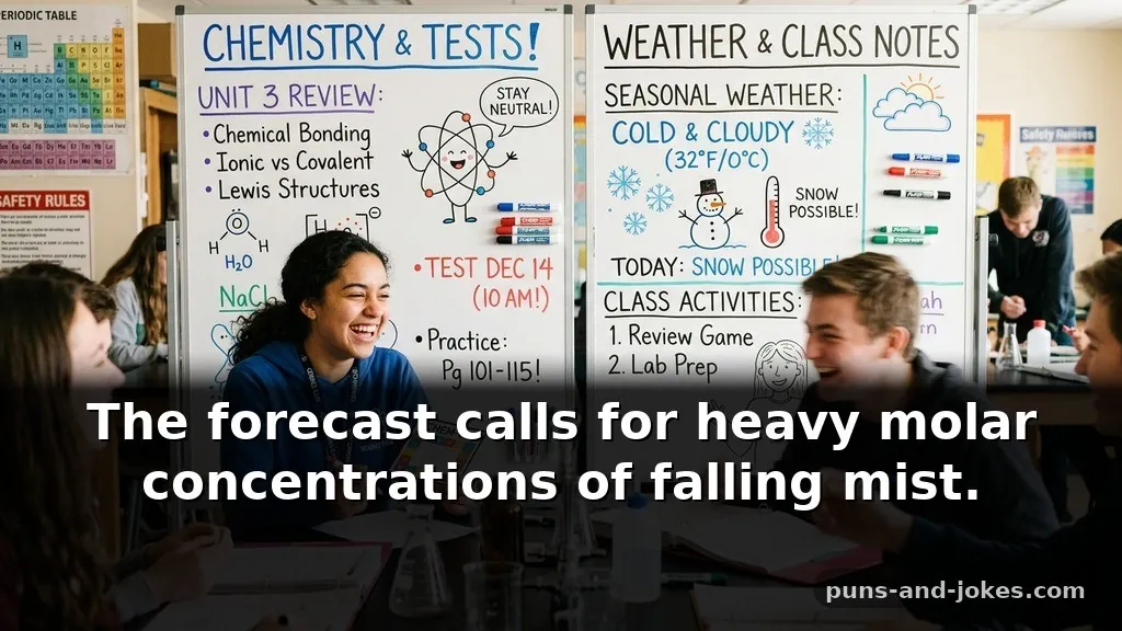 Clever Chemistry Puns for Classroom Boards About Seasonal Weather