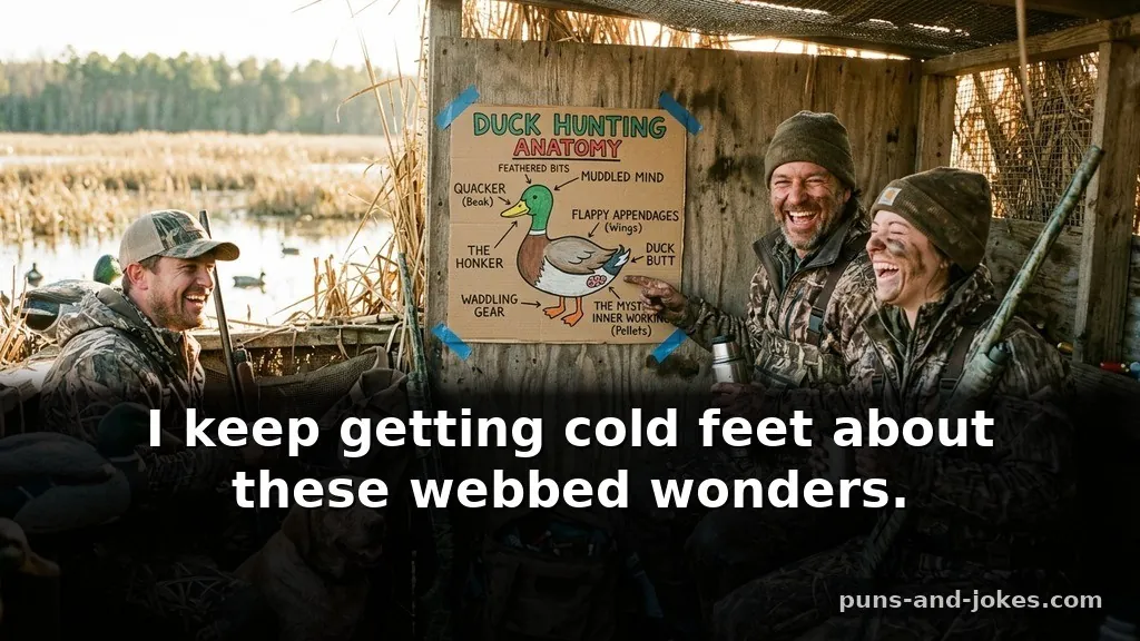 Funny Gritty Duck Hunting Puns & Blind Jokes for Hunters About Waterfowl Anatomy