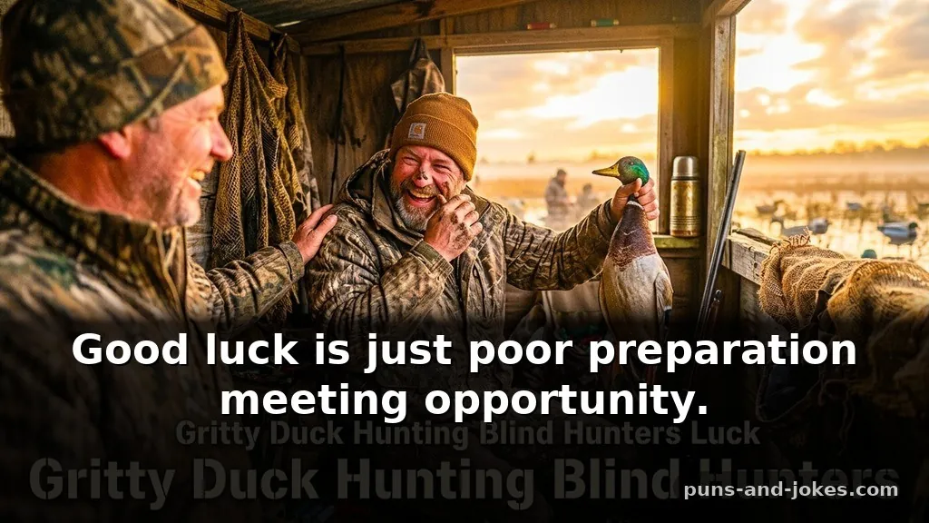 Gritty Duck Hunting Puns & Blind Jokes for Hunters for Cards About Luck