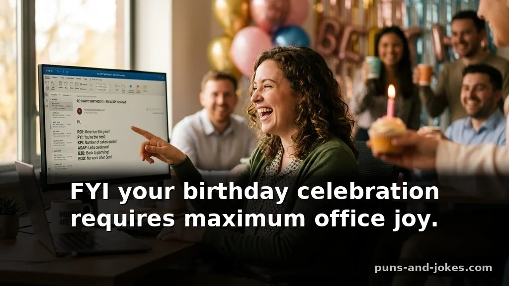 Unique Office Birthday Puns for Coworker Cards & Emails Using Industry Acronyms