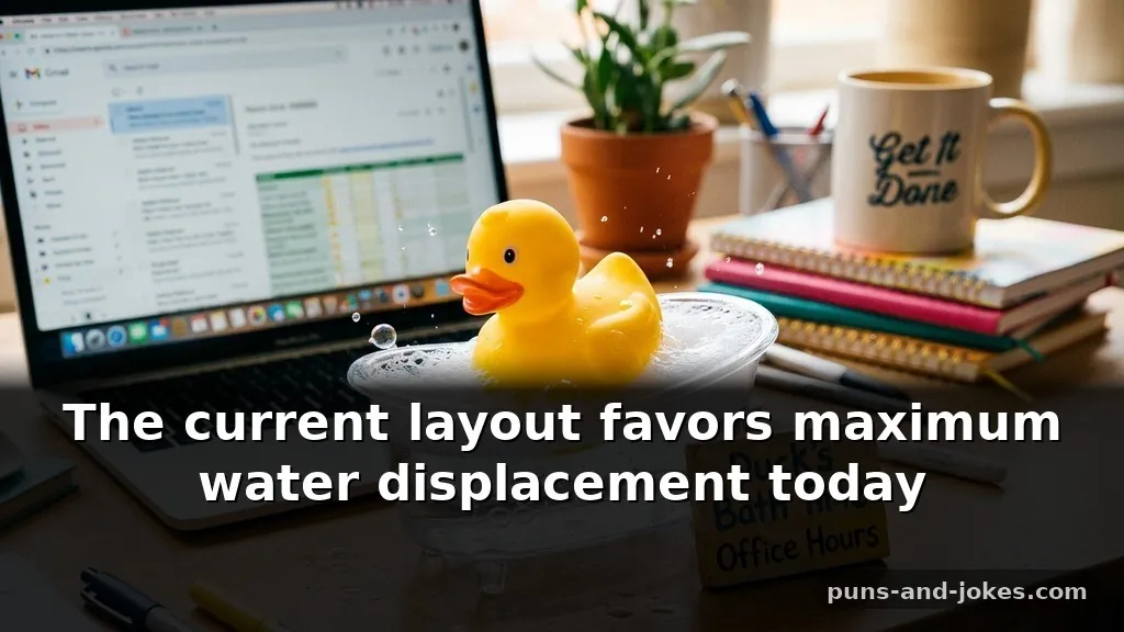 Creative Squeaky Yellow Rubber Duck Puns for Bath Time Captions About Office Work