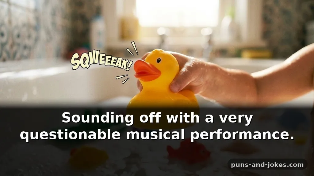 Funny Squeaky Yellow Rubber Duck Puns for Bath Time Captions Using Sound Effects