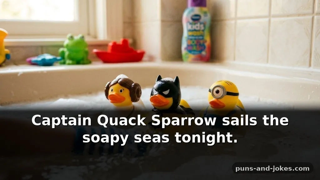 Squeaky Yellow Rubber Duck Puns for Bath Time Captions Featuring Pop Culture Icons