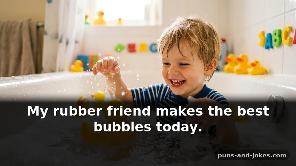 Squeaky Yellow Rubber Duck Puns for Bath Time Captions for Kids