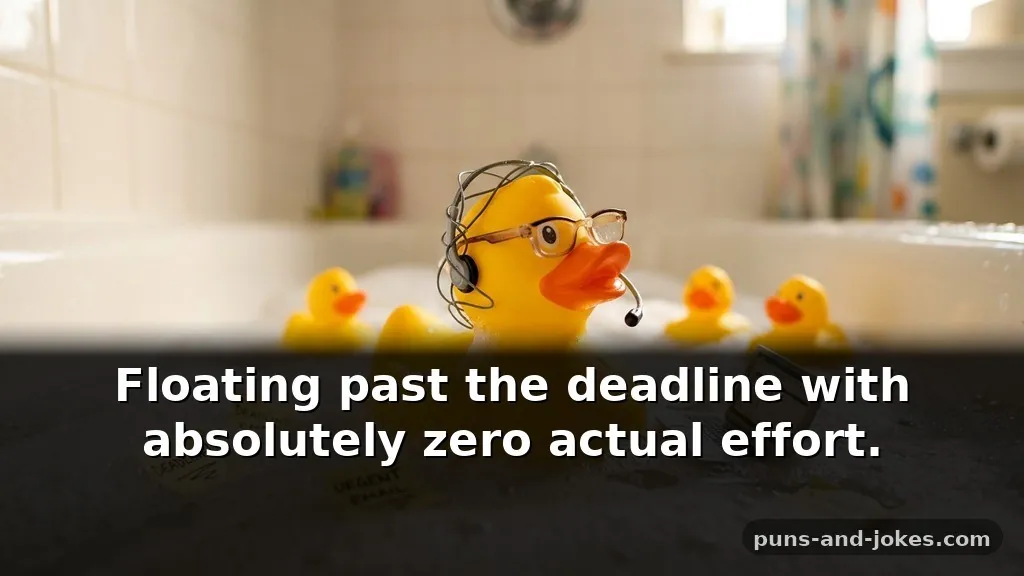 Squeaky Yellow Rubber Duck Puns for Bath Time Captions Related to Work Stress