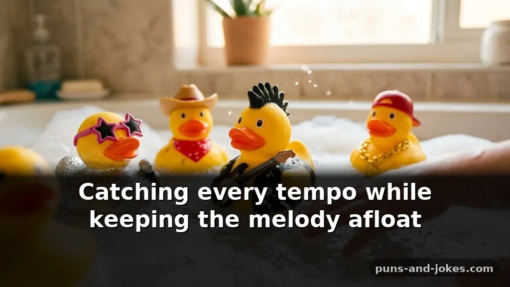 Squeaky Yellow Rubber Duck Puns for Bath Time Captions Inspired by Music Genres